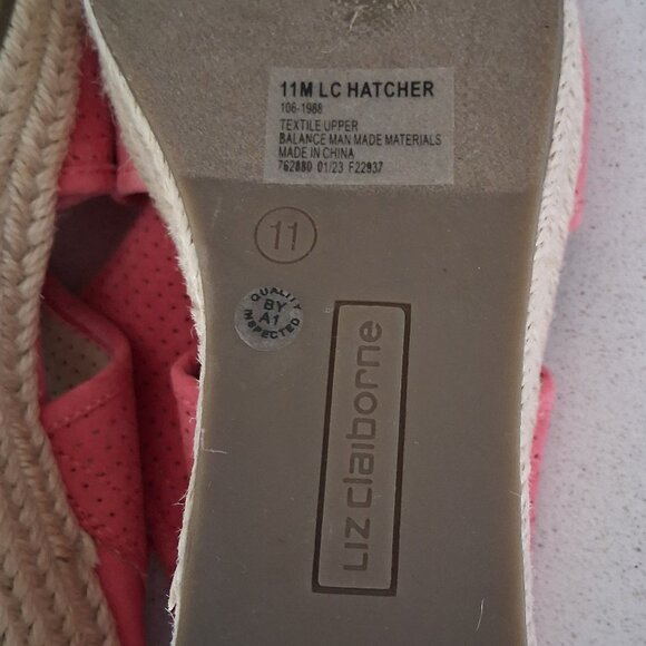 Liz Claiborne "Hatcher" Rose Garden Pink Wedge Heel Sandals Women's Size 11M - Picture 14 of 16